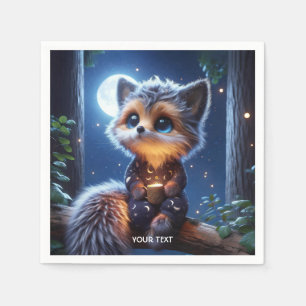 Fantasy Cute Fox Cub Coffee Napkins