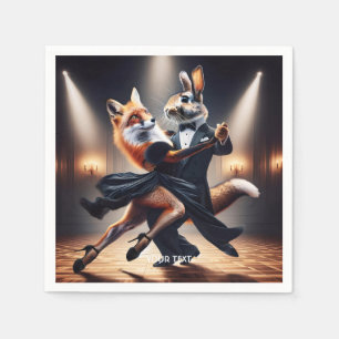 Fantasy Cute Fox Rabbit Tango Napkins