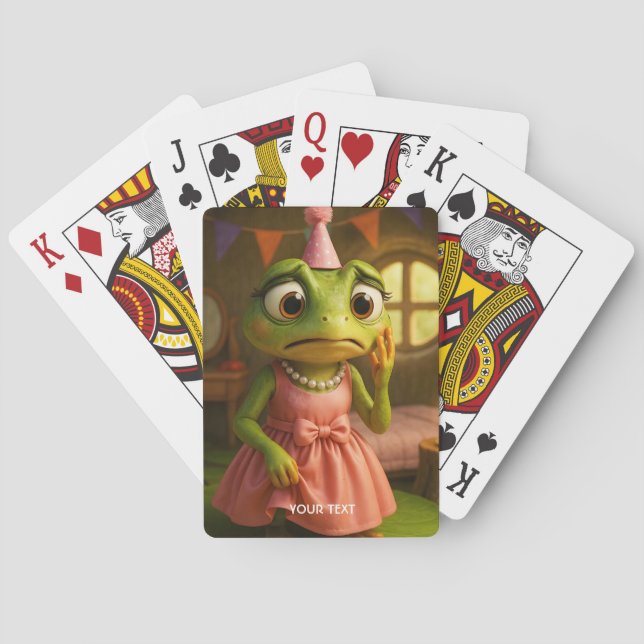 Fantasy Cute Frog Girl Party Poker Cards (Back)