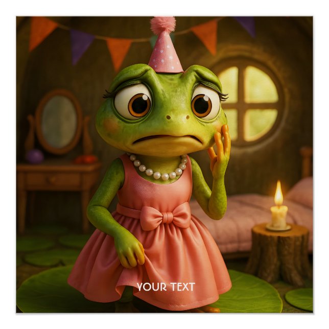 Fantasy Cute Frog Girl Party Poster (Front)