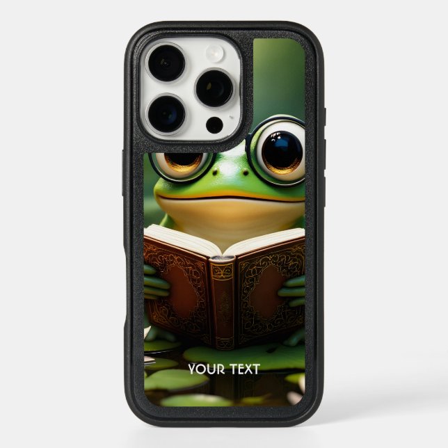 Fantasy Cute Frog Glasses Book Otterbox iPhone Case (Back)