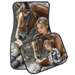 Fantasy Cute Garden Horse Girl Car Floor Mat