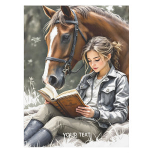Fantasy Cute Garden Horse Girl Tablecloth