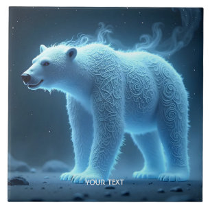 Fantasy Cute Ghostly Polar Bear Ceramic Tile