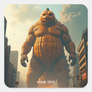 Fantasy Cute Giant Pumpkin City Square Sticker