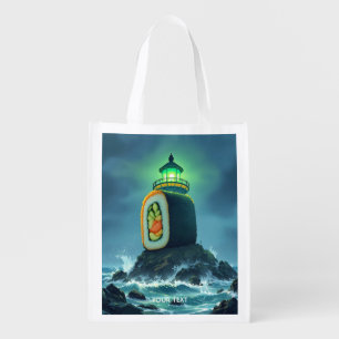 Fantasy Cute Giant Sushi Lighthouse Grocery Bag
