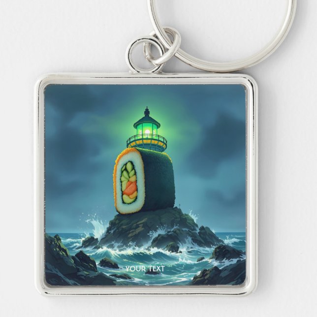Fantasy Cute Giant Sushi Lighthouse Keychain (Front)