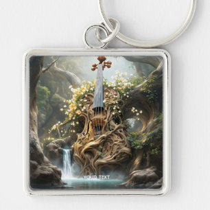 Fantasy Cute Giant Violin Forest Keychain