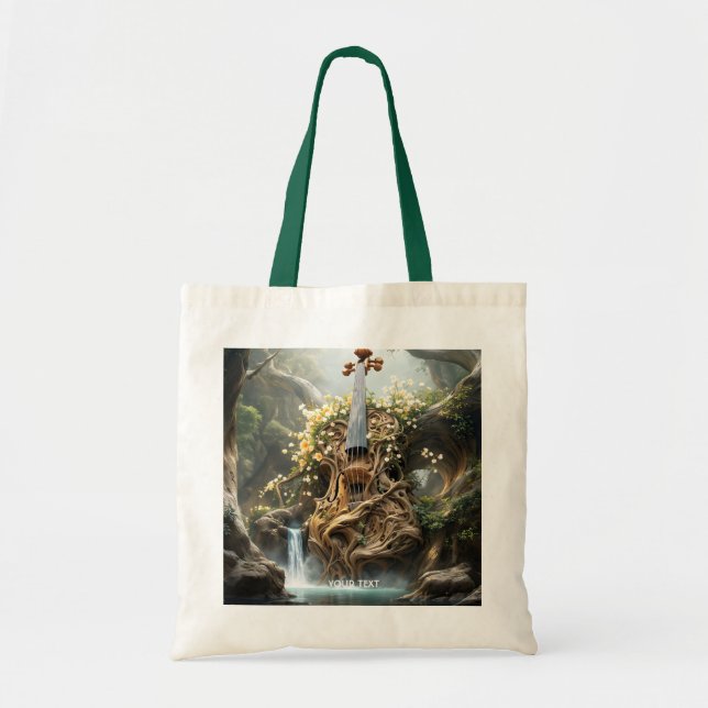 Fantasy Cute Giant Violin Forest Tote Bag (Front)