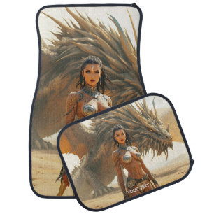 Fantasy Cute Girl Dragon Desert Car Floor Mat