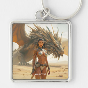 Fantasy Cute Girl Dragon Desert Keychain