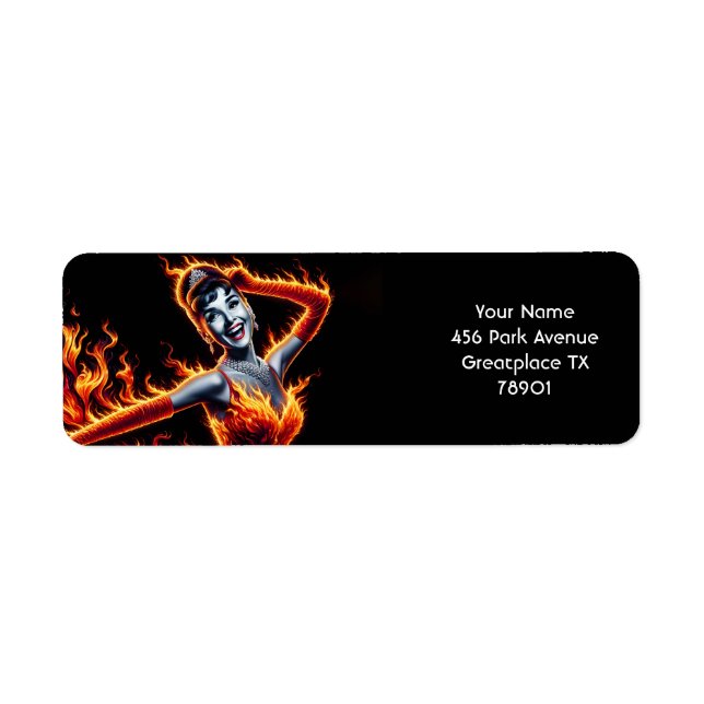 Fantasy Cute Girl Fire Dress Label (Front)