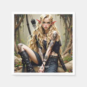 Fantasy Cute Girl In Black Napkins