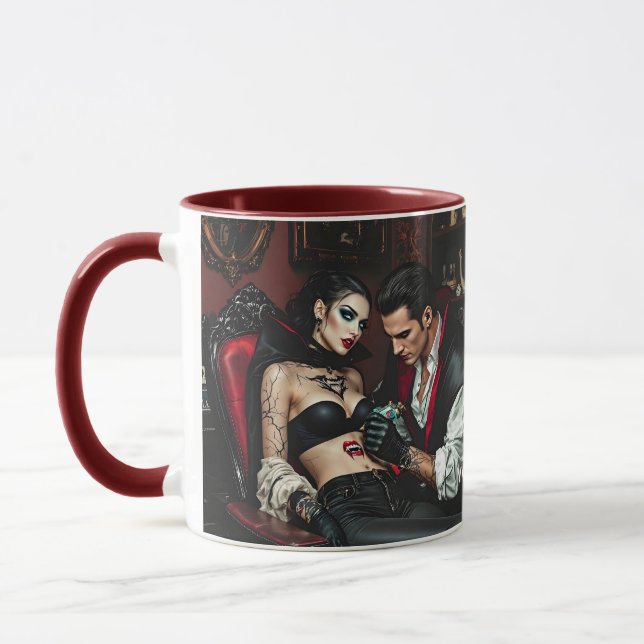 Fantasy Cute Girl Man Tattoo Mug (Left)