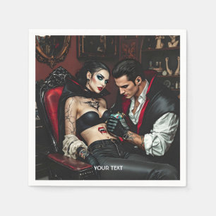Fantasy Cute Girl Man Tattoo Napkins