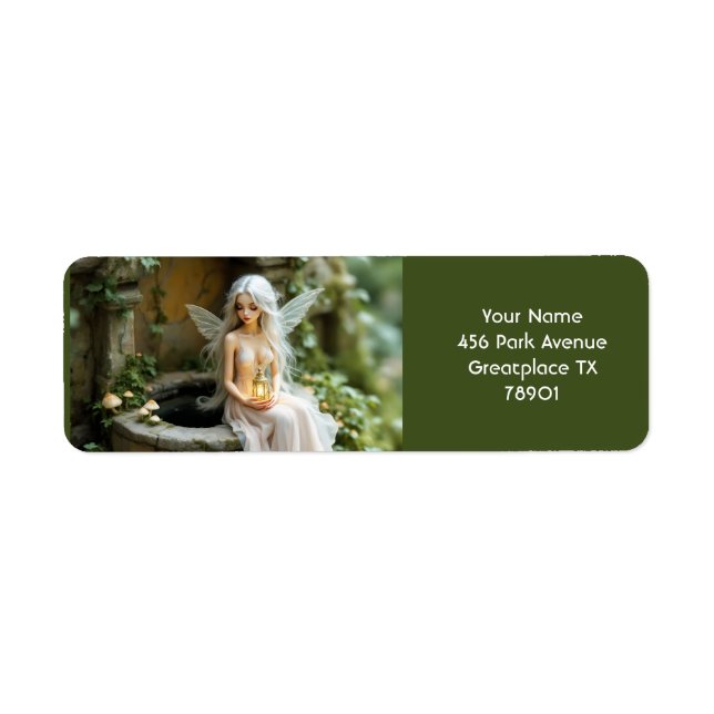 Fantasy Cute Girl Mushrooms Lantern Label (Front)