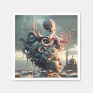 Fantasy Cute Girl Octopus Sea Napkins