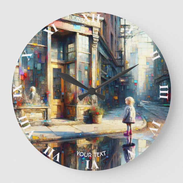 Fantasy Cute Girl Shop Window Large Clock (Front)