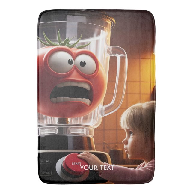 Fantasy Cute Girl Tomato Blender Bath Mat (Front Vertical)