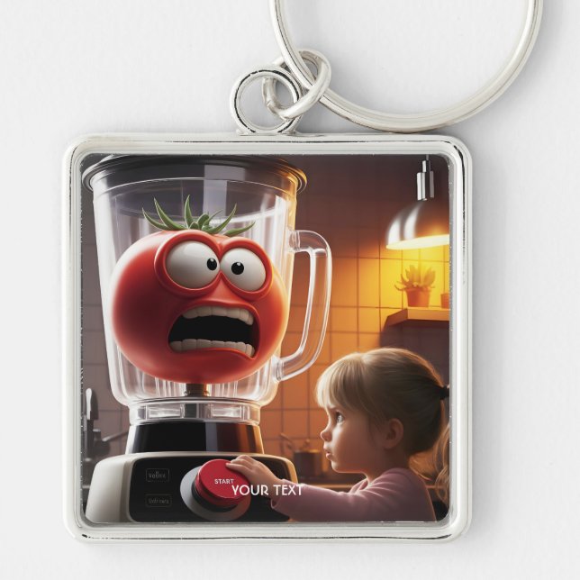 Fantasy Cute Girl Tomato Blender Keychain (Front)