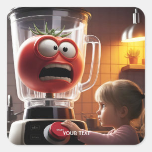 Fantasy Cute Girl Tomato Blender Square Sticker