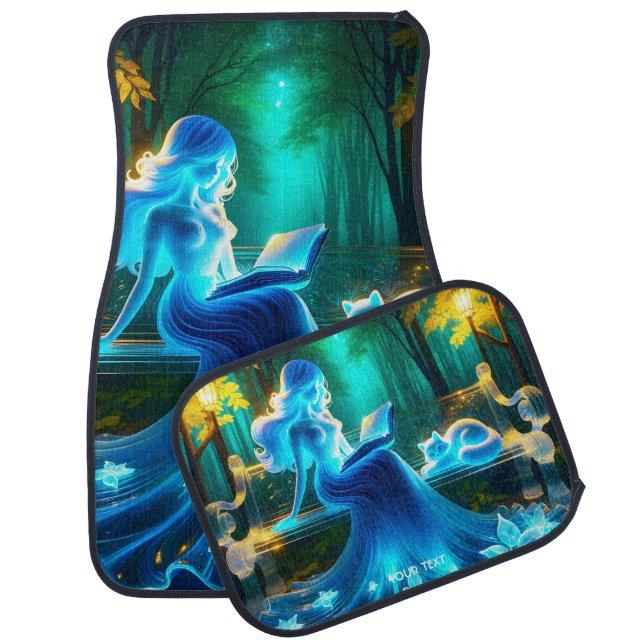 Fantasy Cute Glass Girl Cat Car Floor Mat (Set)