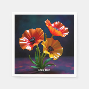 Fantasy Cute Glass Red Flowers Napkins