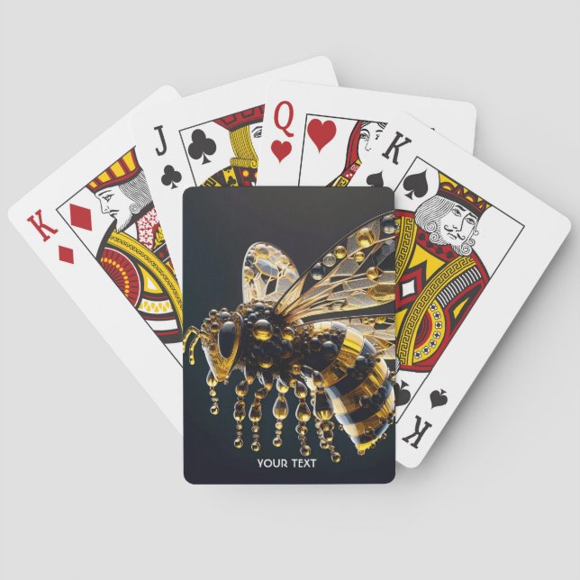 Fantasy Cute Glass Yellow Black Bee Poker Cards (Back)