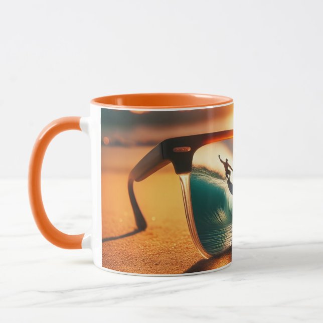 Fantasy Cute  Glasses Sunset Beach Mug (Left)