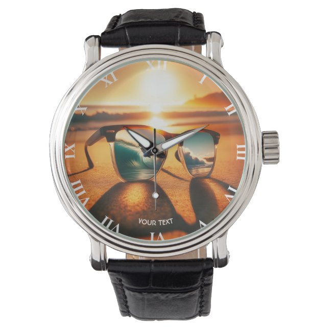 Fantasy Cute  Glasses Sunset Beach Watch (Front)