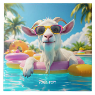 Fantasy Cute Goat Float Glasses Ceramic Tile