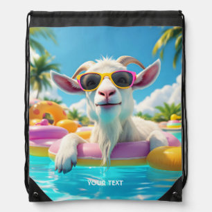 Fantasy Cute Goat Float Glasses Drawstring Bag