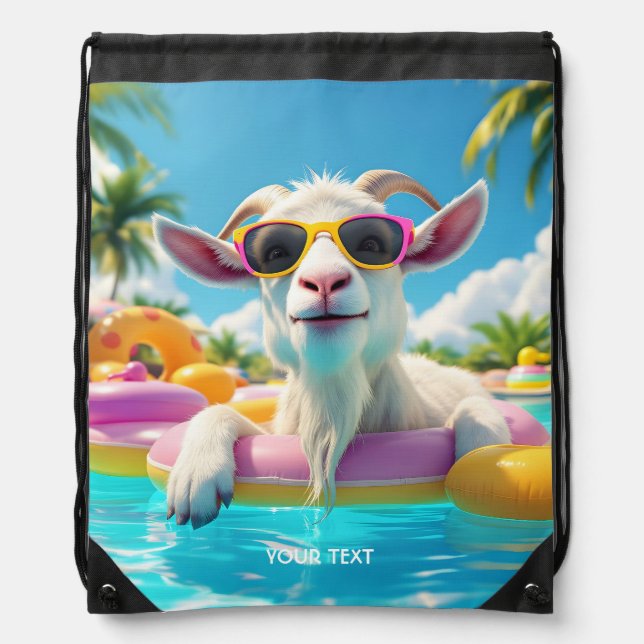 Fantasy Cute Goat Float Glasses Drawstring Bag (Front)