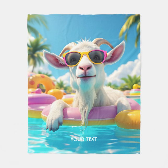 Fantasy Cute Goat Float Glasses Fleece Blanket (Front)