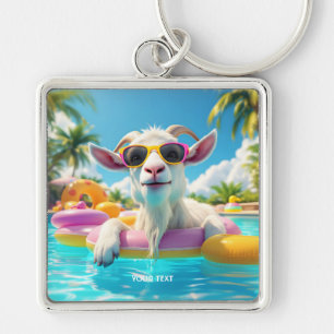 Fantasy Cute Goat Float Glasses Keychain