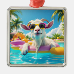 Fantasy Cute Goat Float Glasses Metal Ornament