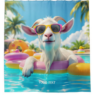 Fantasy Cute Goat Float Glasses Shower Curtain