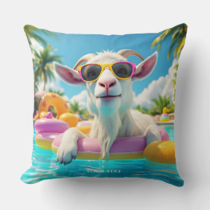 Fantasy Cute Goat Float Glasses Throw Pillow