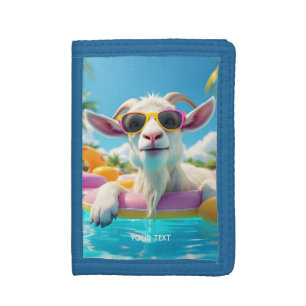 Fantasy Cute Goat Float Glasses Tri-fold Wallet