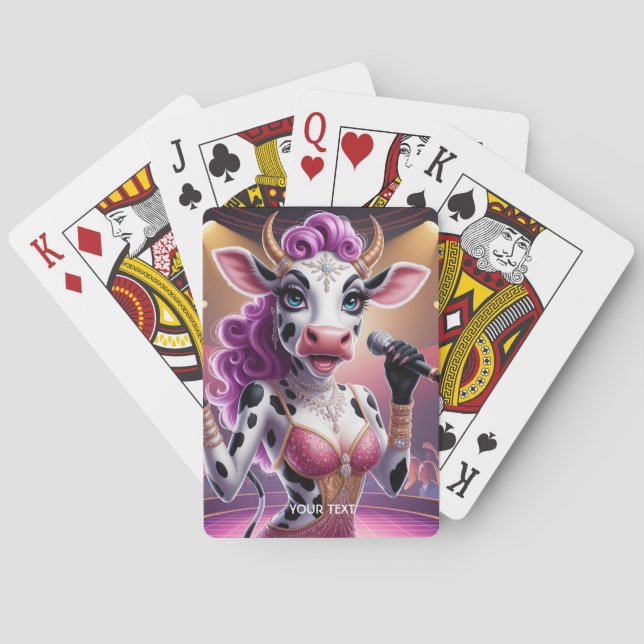 Fantasy Cute Gorgeous Cow Popstar Poker Cards (Back)