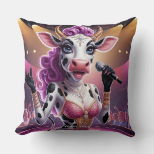 Fantasy Cute Gorgeous Cow Popstar Throw Pillow