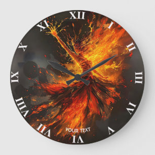 Fantasy Cute Grand Flames Flamenco Large Clock