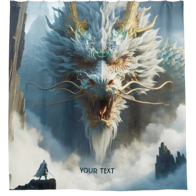 Fantasy Cute Great Strong Dragon Shower Curtain (Front)