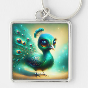Fantasy Cute Green Baby Peacock Keychain