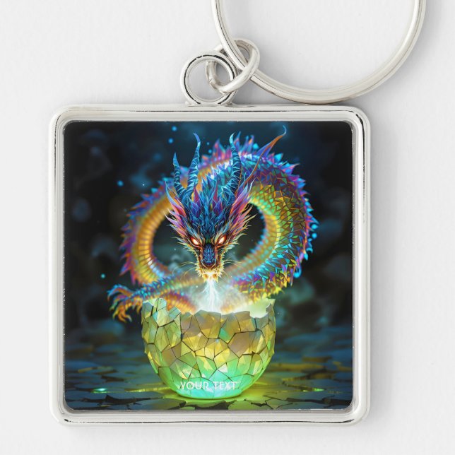 Fantasy Cute Green Dragon Egg Keychain (Front)