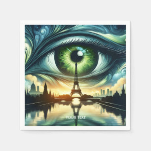 Fantasy Cute Green Eyes Paris Napkins