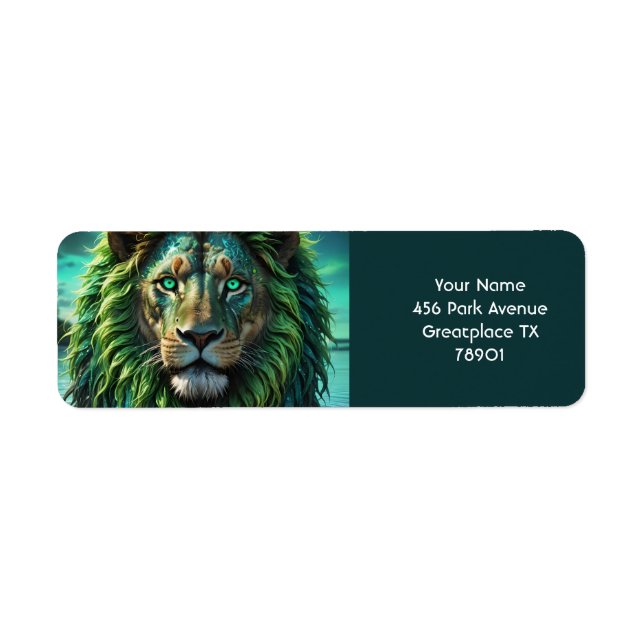 Fantasy Cute Green Lion Lake Label (Front)