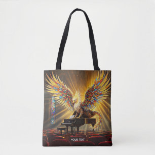 Fantasy Cute Griffon Playing Piano Tote Bag