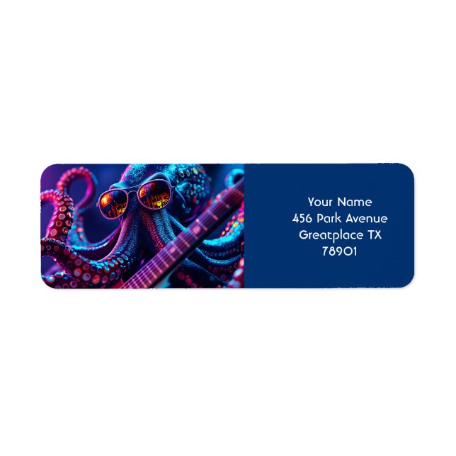 Fantasy Cute Guitar Sunglasses Octopus Label (Front)