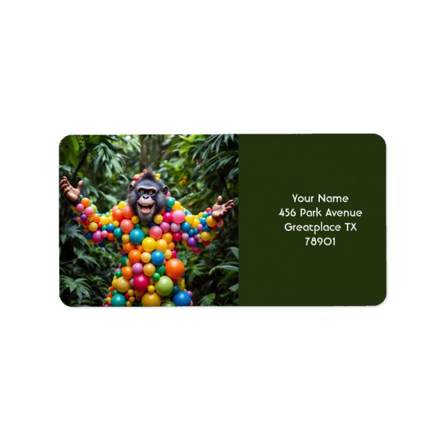 Fantasy Cute Happy Colorful Monkey Label (Front)